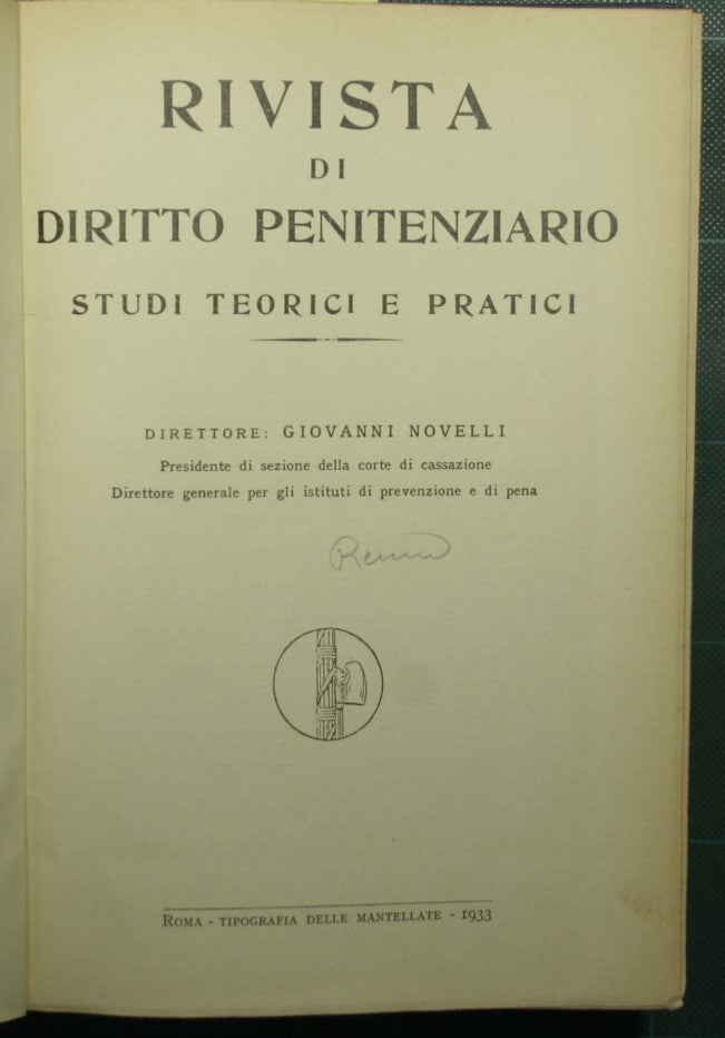 Revista de derecho penitenciario - Año 1933 - Voll. Yo y II