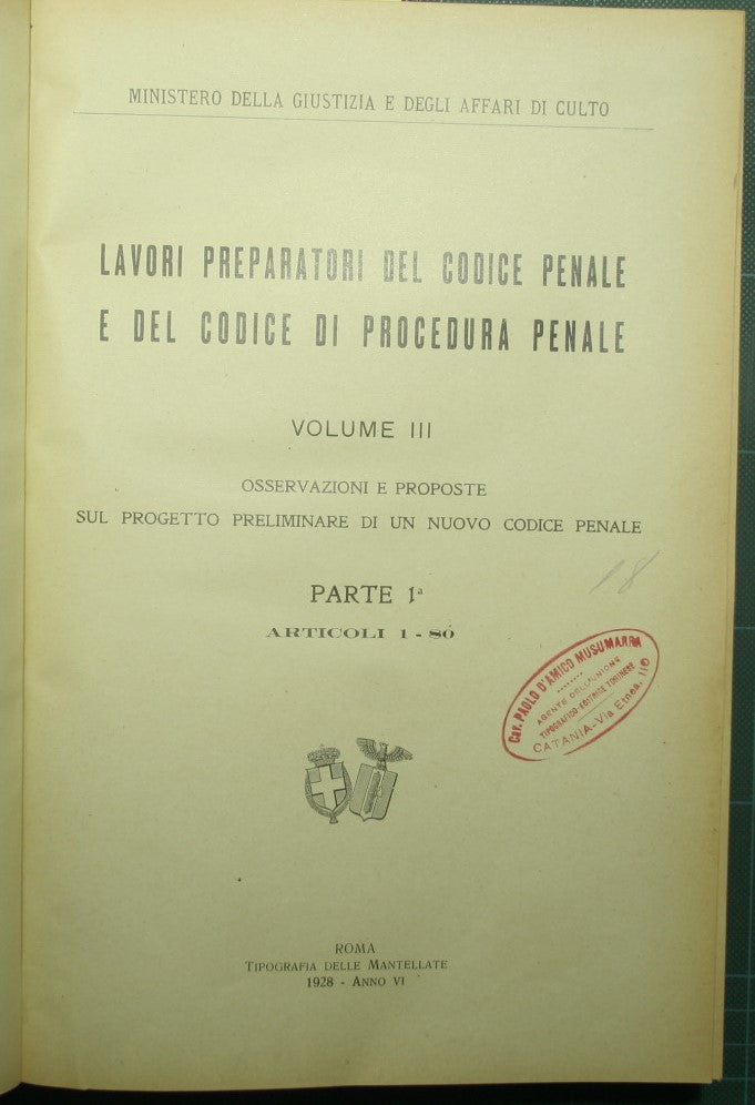 Trabajos preparatorios del código penal y del código de procedimiento penal - Vol. III