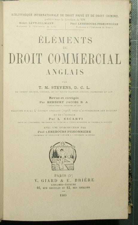 Elements du droit commercial anglais