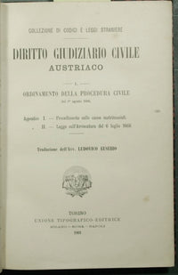 Austrian Civil Judicial Law - Vol. I Civil Procedure Rules of 1 August 1895