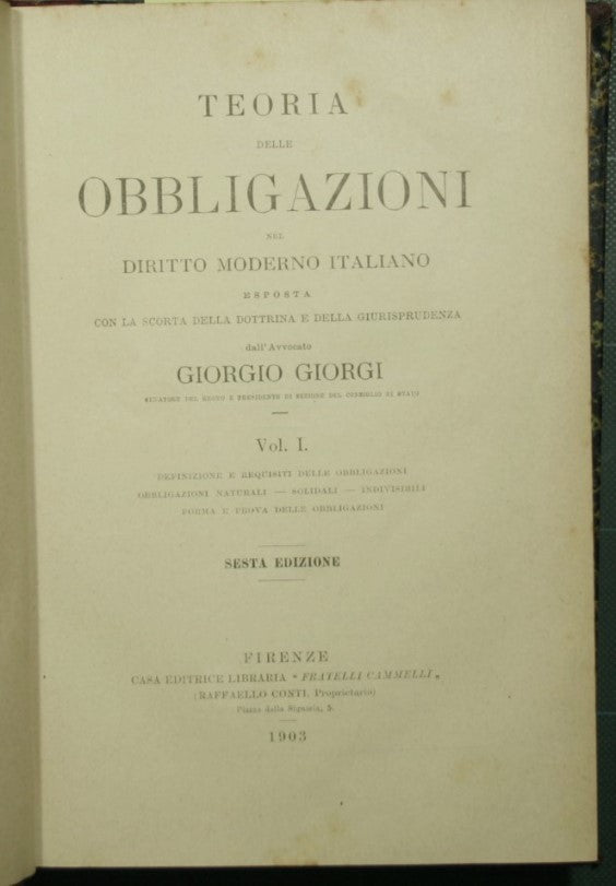 Teoría de las obligaciones en el derecho italiano moderno.