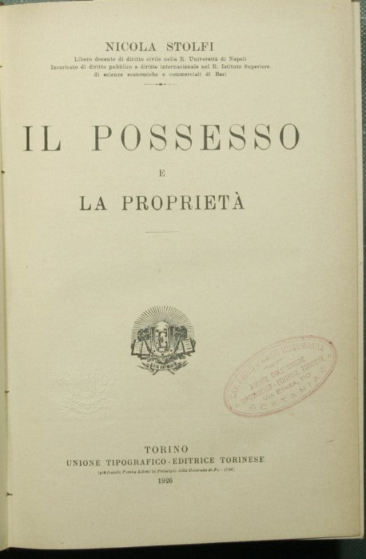 Civil law - Vol. II Part one Possession and property