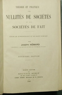 Theorie et pratique des nullites de societes et des societes de fait