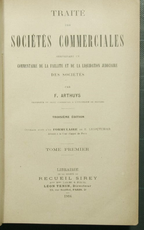 Traite des societes commerciales
