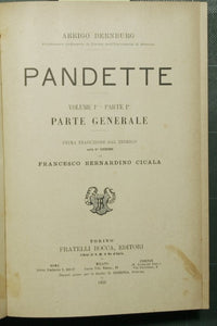 Pandette - Vol. I, Parte I: Parte generale