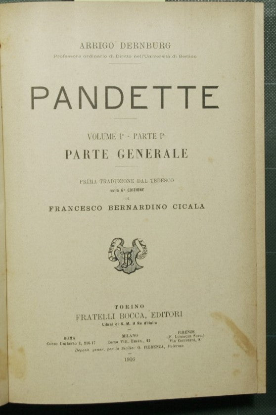 Pandette - Vol. I, Parte I: Parte generale