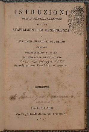 Trattato sulla Costituzione del Patrimonio Sacro di Chiarelli Archelao + Istruzioni per l'Amministrazione degli Stabilimenti di beneficenza + Il Sacrosanto Concilio di Trento