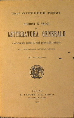 Nozioni e saggi di Letteratura generale