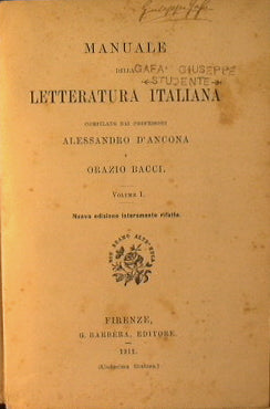 Manual of Italian literature - Volume I