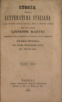 Historia de la literatura italiana. Desde el origen de la lengua hasta nuestros días