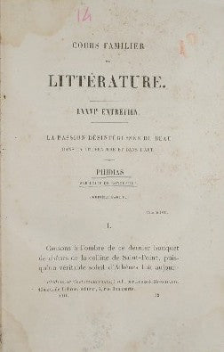 Cours familier de littérature. Voll. XIII e XIV