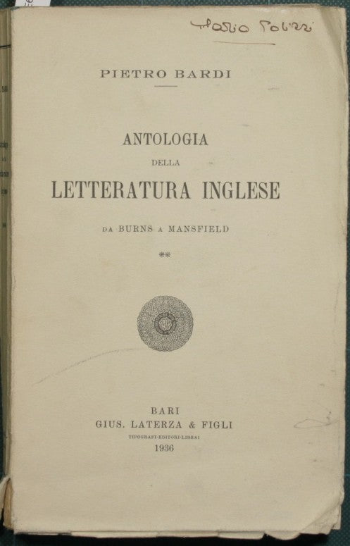 Antología de la literatura inglesa.