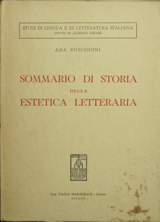 Sommario di storia della estetica letteraria