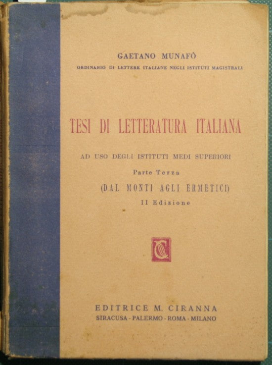 Thesis on Italian literature