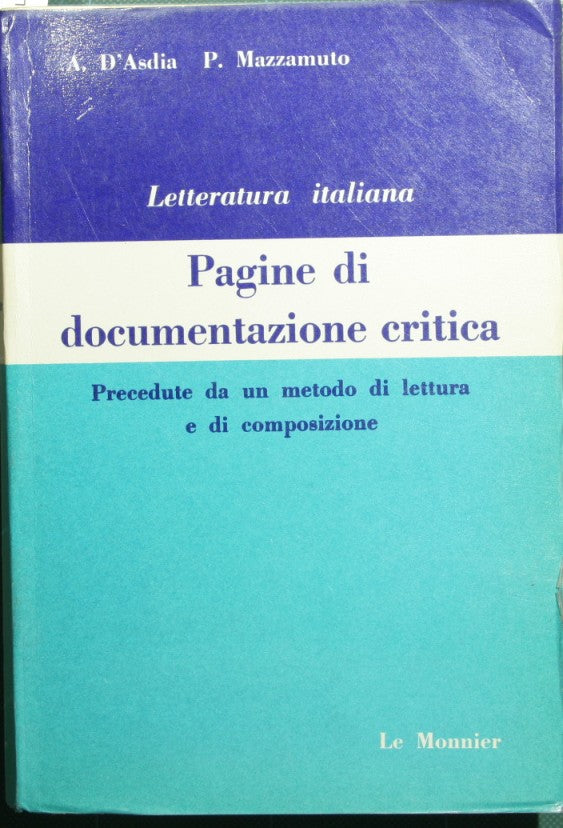 Italian literature. Critical documentation pages