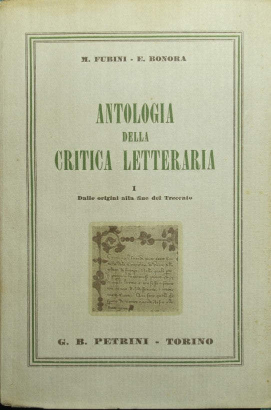 Anthology of literary criticism. Vol. I