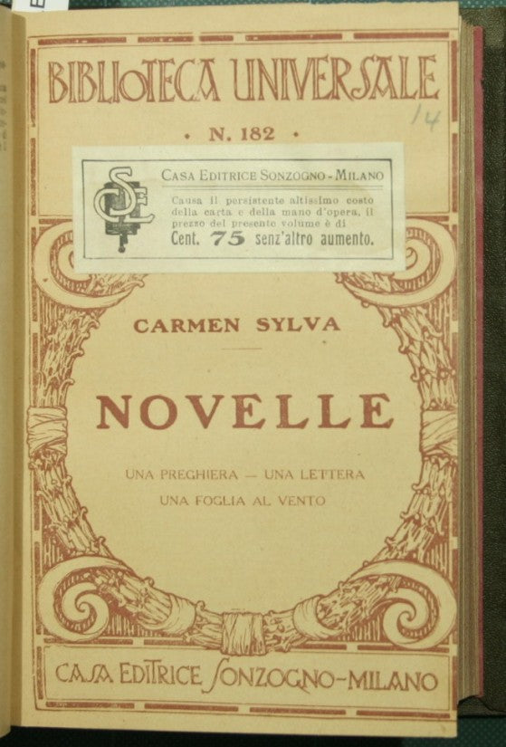 Novelle brianzuole; Novelle; Novelle per la gioventù; Novelle; Oh! Le dame e i gentiluomini; Novelle e racconti