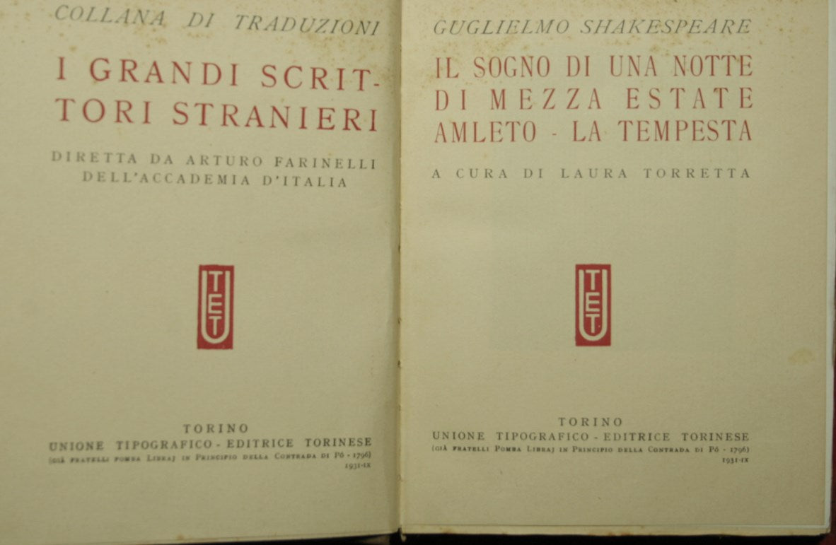 Il sogno di una notte di mezza estate. Amleto. La tempesta
