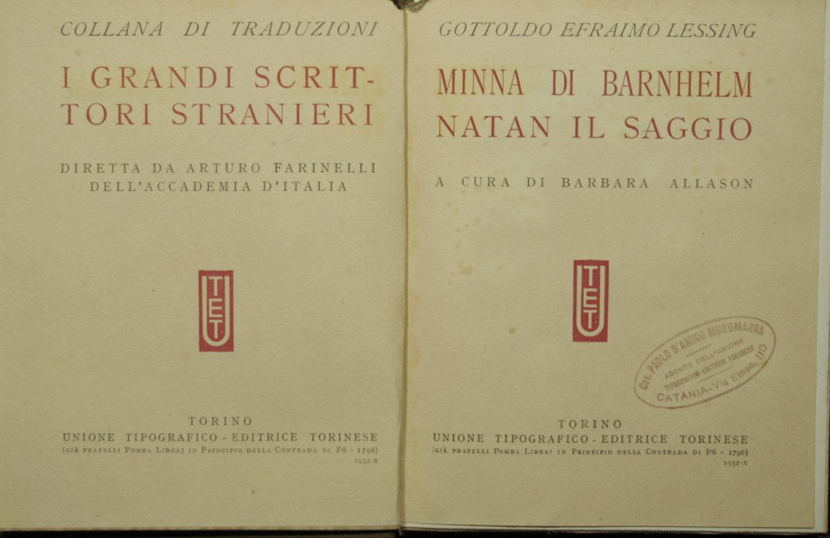 Minna di Barnhelm. Natan il saggio