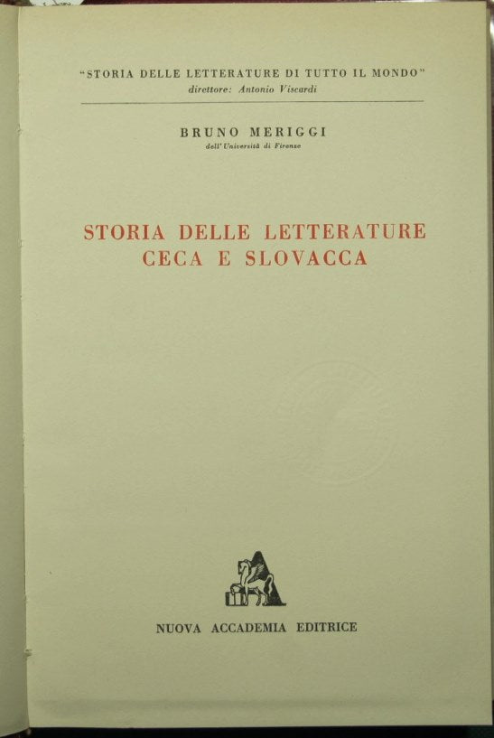 Storia delle letterature ceca e slovacca