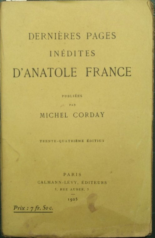 Dernieres páginas inéditas de Anatole France
