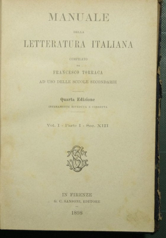 Manual of Italian literature - Vol. I
