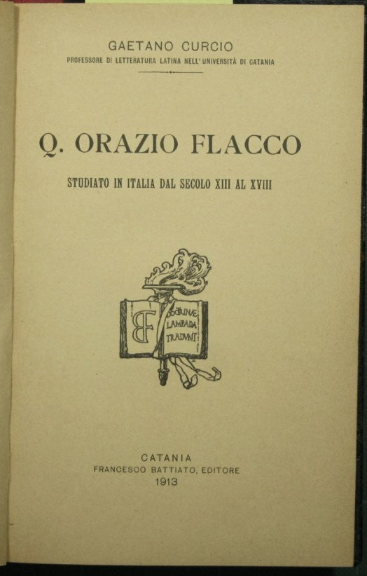 P. Orazio Flacco estudió en Italia del siglo XIII al XVIII.