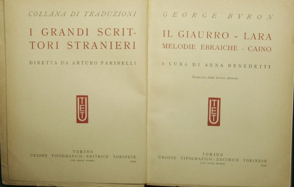 The Giaur. Lara. Jewish melodies. Cain