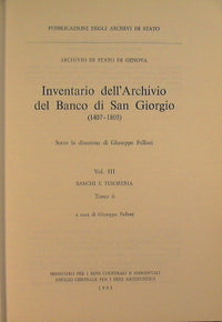 Inventario de los Archivos del Banco di San Giorgio (1407-1805). Vol.III Bancos y Tesorería TOMI 6