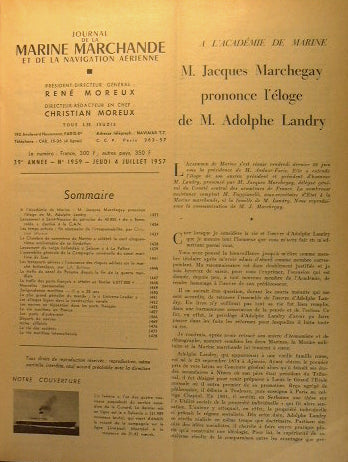 Journal de la marine marchande et de la navigation aérienne. 39e année n°. 1959