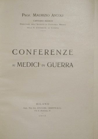 Conferenze ai medici in guerra