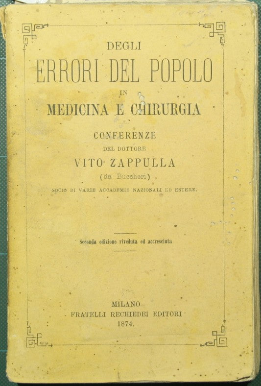 Degli errori del popolo in medicina e chirurgia