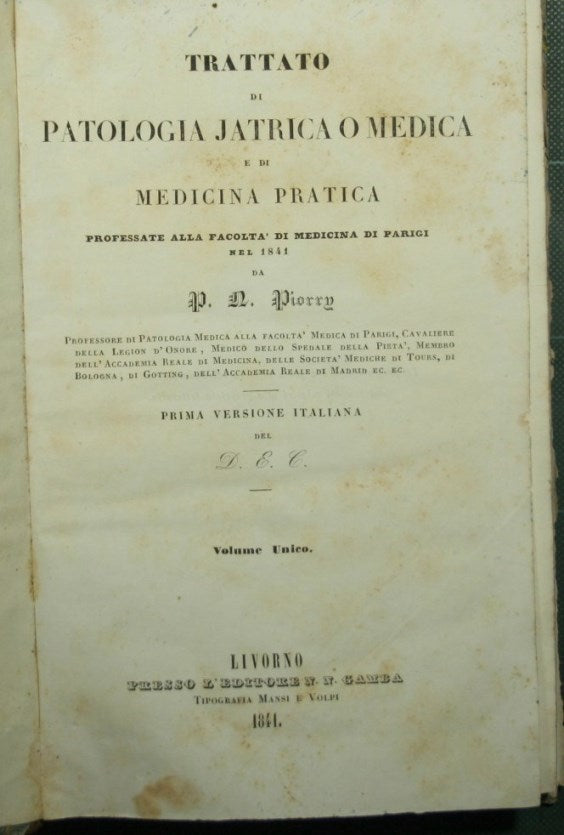 Trattato di patologia jatrica o medica e di medicina pratica