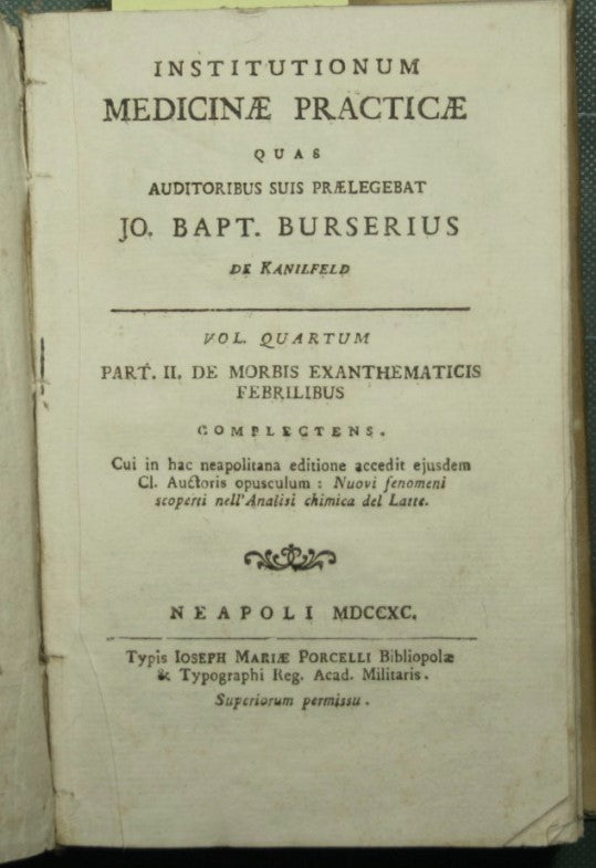Institutionum medicinae practicae quas auditoribus suis praelegebat Io. Bapt. Burserius de Kanilfeld - Vol. IV