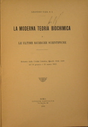 La moderna Teoria Biochimica e le ultime ricerche scientifiche