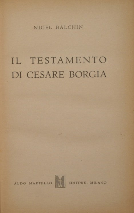 Il testamento di Cesare Borgia