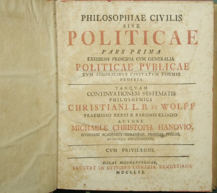 Philosophiae civilis sive politicae. Voll. I-II-IV
