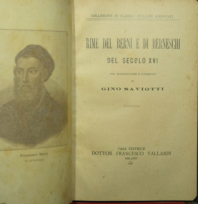 Rhymes by Berni and Berneschi from the 16th century