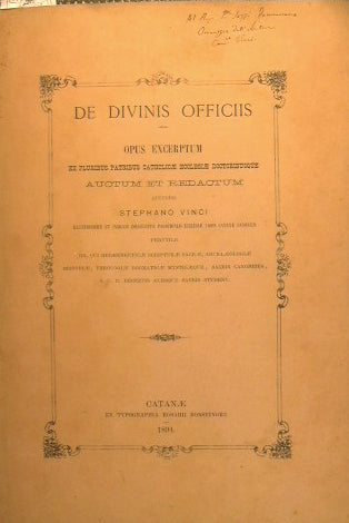 De divinis officiis: Opus excerptum ex pluribus patribus catholicae ecclesiae doctoribusque auctum et redactum.