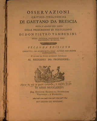 Critical-theological observations of Gaetano da Brescia