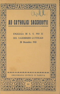Enciclica di S. S. Pio XI sul sacerdozio cattolico (20 dicembre 1935)