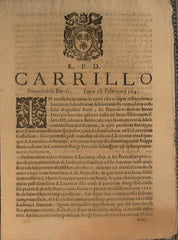 R. P. D. Carrillo, Bononein de Berois - Lunae 18. Feburuary 1641