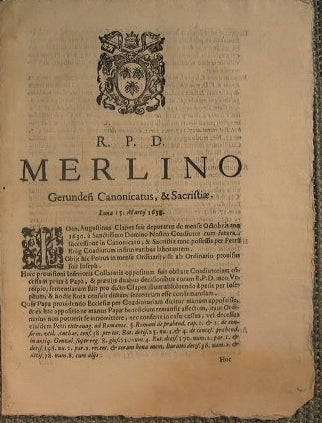 RPD Merlin Gerunden Canonicatus, &amp; sacristiae - lunae 15 marty 1638