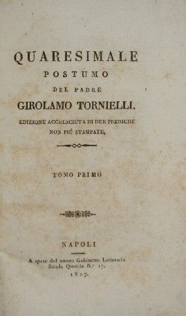 Quaresimale postumo. Vol. I