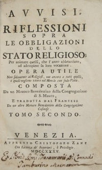 Avvisi e riflessioni sopra le obbligazioni dello stato religioso. Vol. II