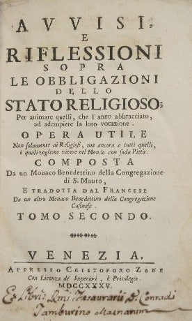 Avvisi e riflessioni sopra le obbligazioni dello stato religioso. Vol. II
