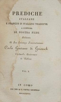 Prediche italiane e francesi tradotte a conferma di nostra fede. Voll. I, IV, V, VI, VII, IX, X, XI, XII