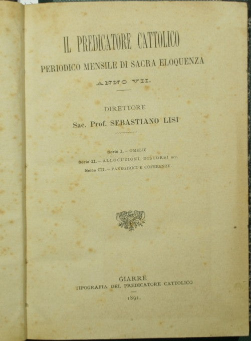 Il predicatore cattolico. Anno VII