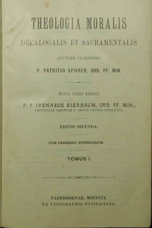 Teología moralis decalogalis et sacramentalis