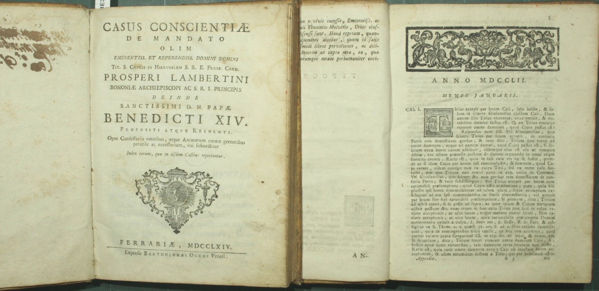 Casus conscientiae de mandato olim eminentiss. et reverendiss. domini domini Prosperi Lambertini S.E.E. Card. Ac Bononiae archiep.; Ad casus conscientiae de mandato […] Appendix novissima